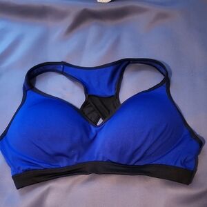 La SENZA Blue and Black Sports Bra with Moisture-Wicking Fabric